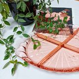 Plat apéritif compartimenté en verre rose