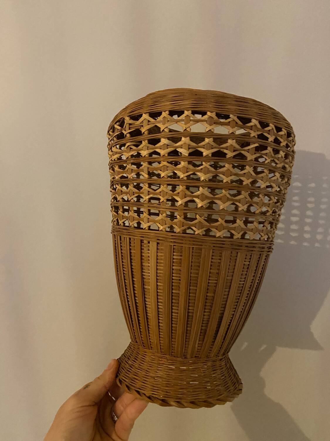 Vintage rattan vase and planter
