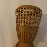 Vase, cache-pot vintage en rotin