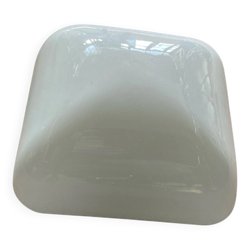 Applique murale plafonnier carré 20 cm verre opaline blanc
