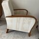 Paire de fauteuils art déco bois et tissu floral