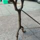 Old bistro table with a wooden top