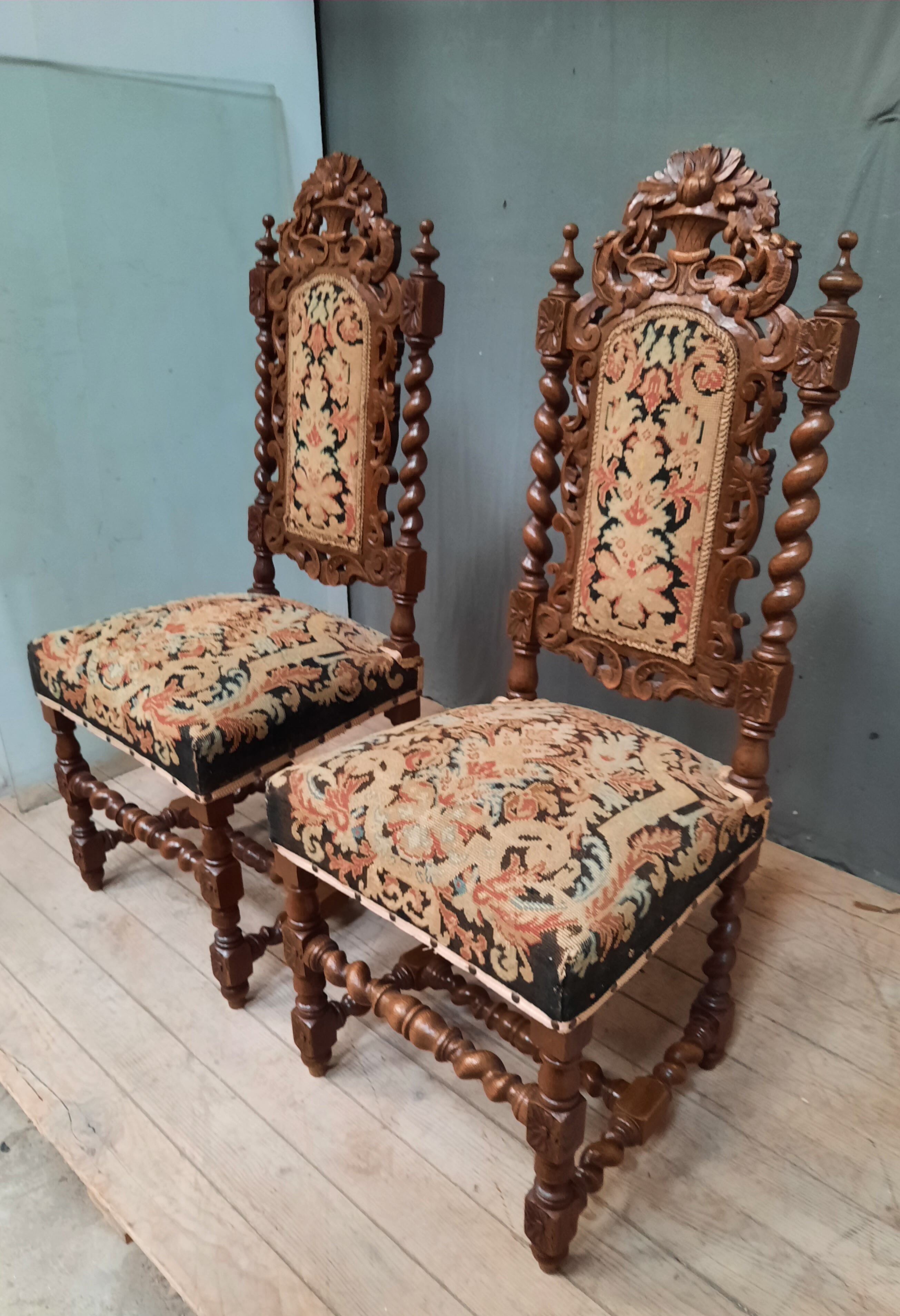 Pair of twisted oak chairs