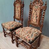 Pair of twisted oak chairs