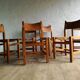 Suite de 6 chaises orme et cuir de la maison regain - circa 1960