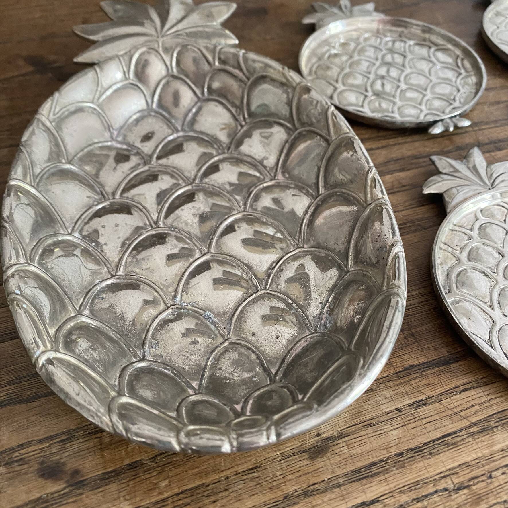 Set of pineapple coasters Silea silver-plated, 1970s