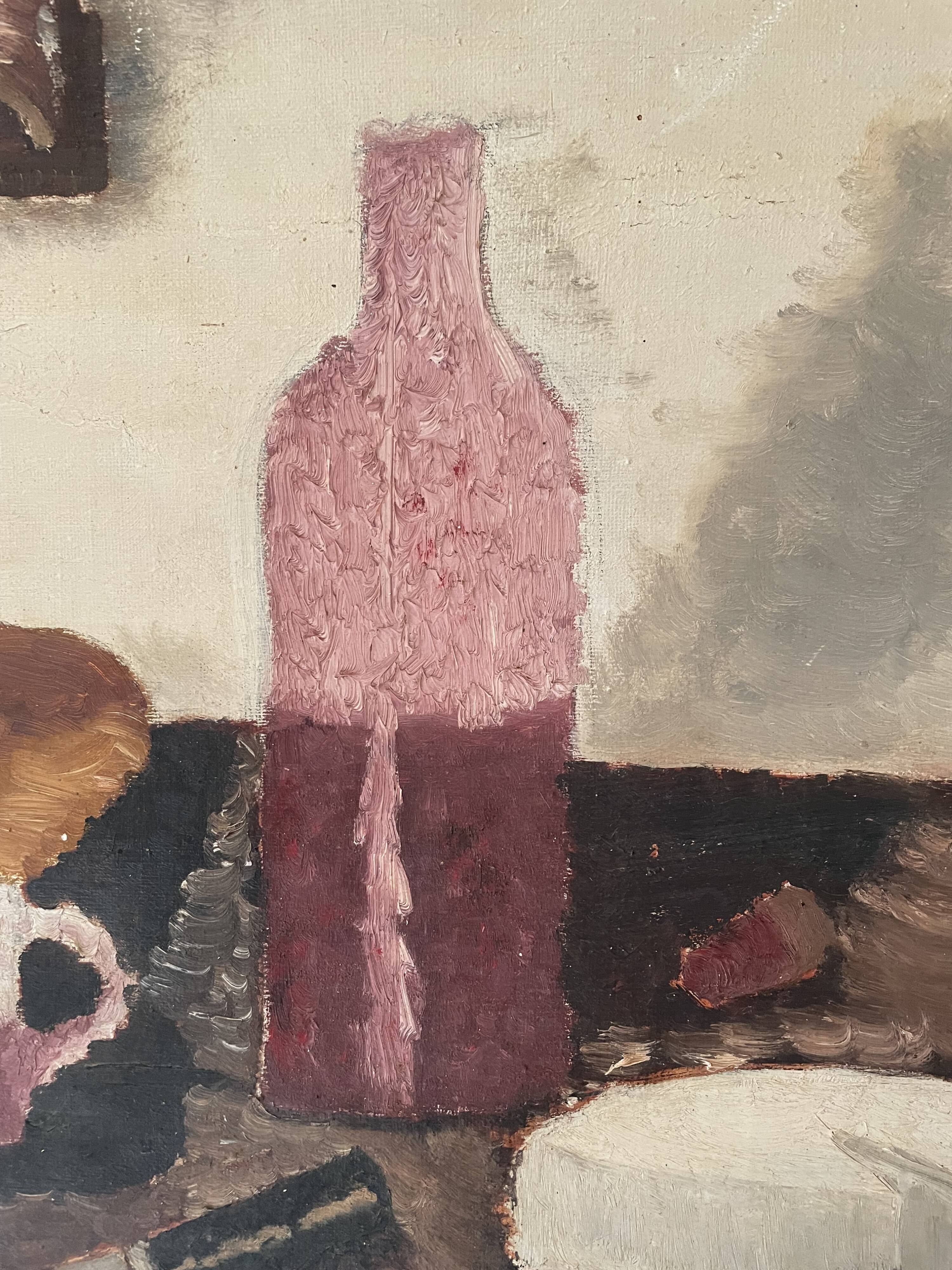 Nature morte à l'huile naïve 19ème-début 20ème