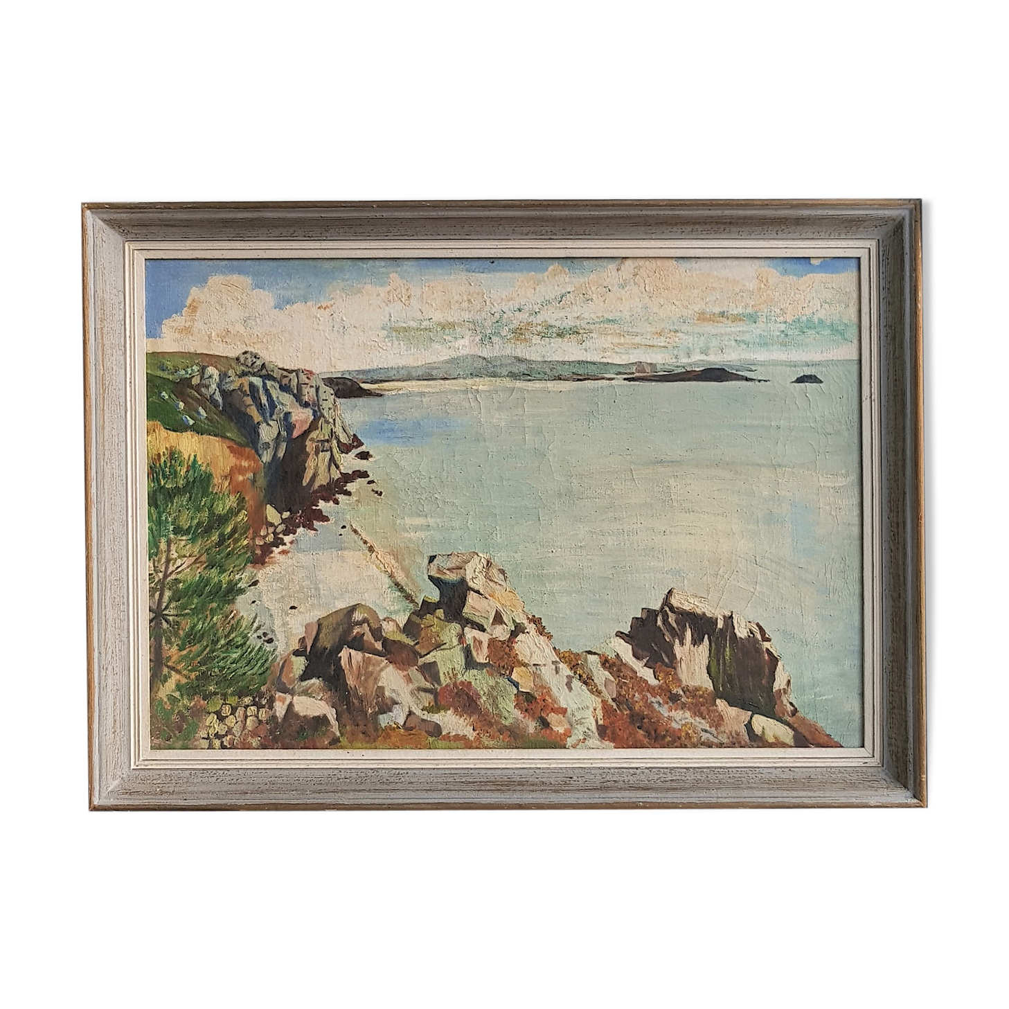 Painting on canvas framed landscape sea