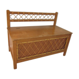 Vintage wooden and rattan chest