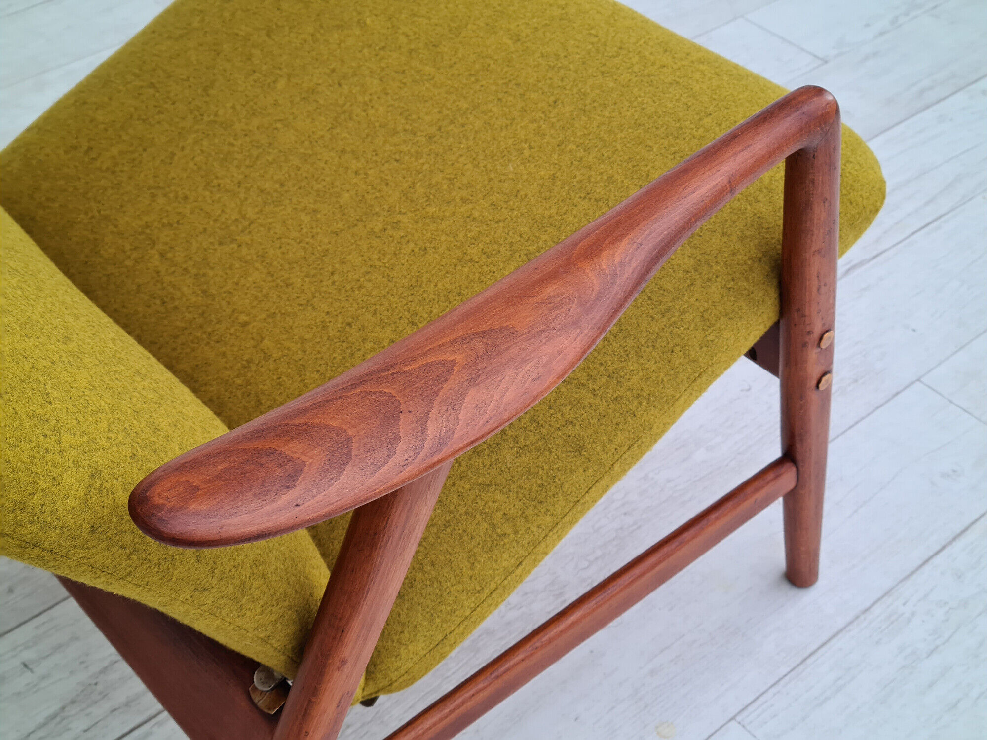 Alf Svensson, 60s, armchair model Kontur, completely restored, furniture wool