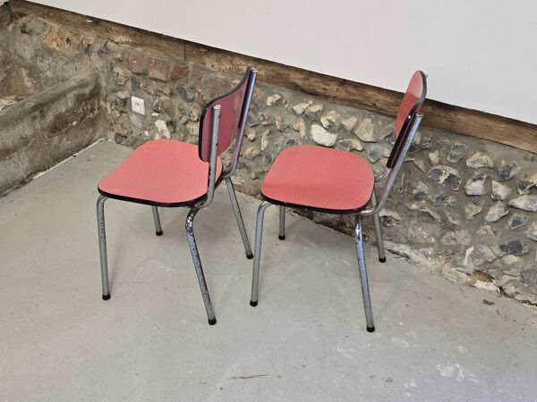 Paire de chaises en formica rose
