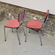 Paire de chaises en formica rose