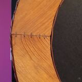 Round mirror in woven rattan, 1970s