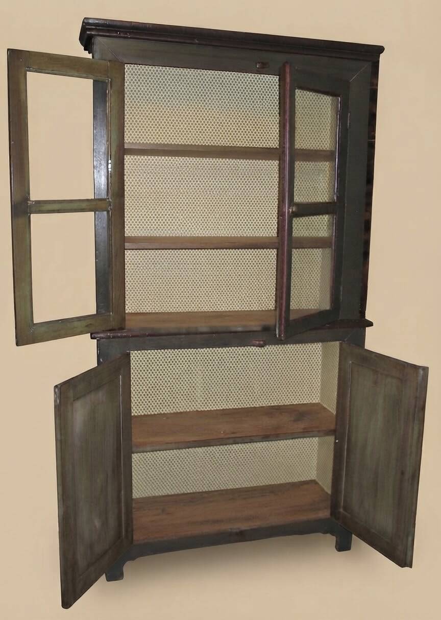 Antique display cabinet in patinated hardwood, 18th-19th century.
