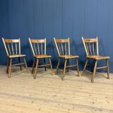 Set of four painted Dutch kitchen chairs.