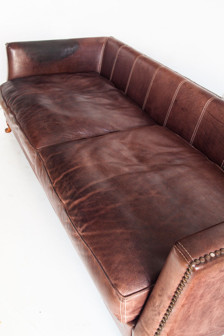 Vintage leather sofa. Edited by Mantellassi. Italy, 90s