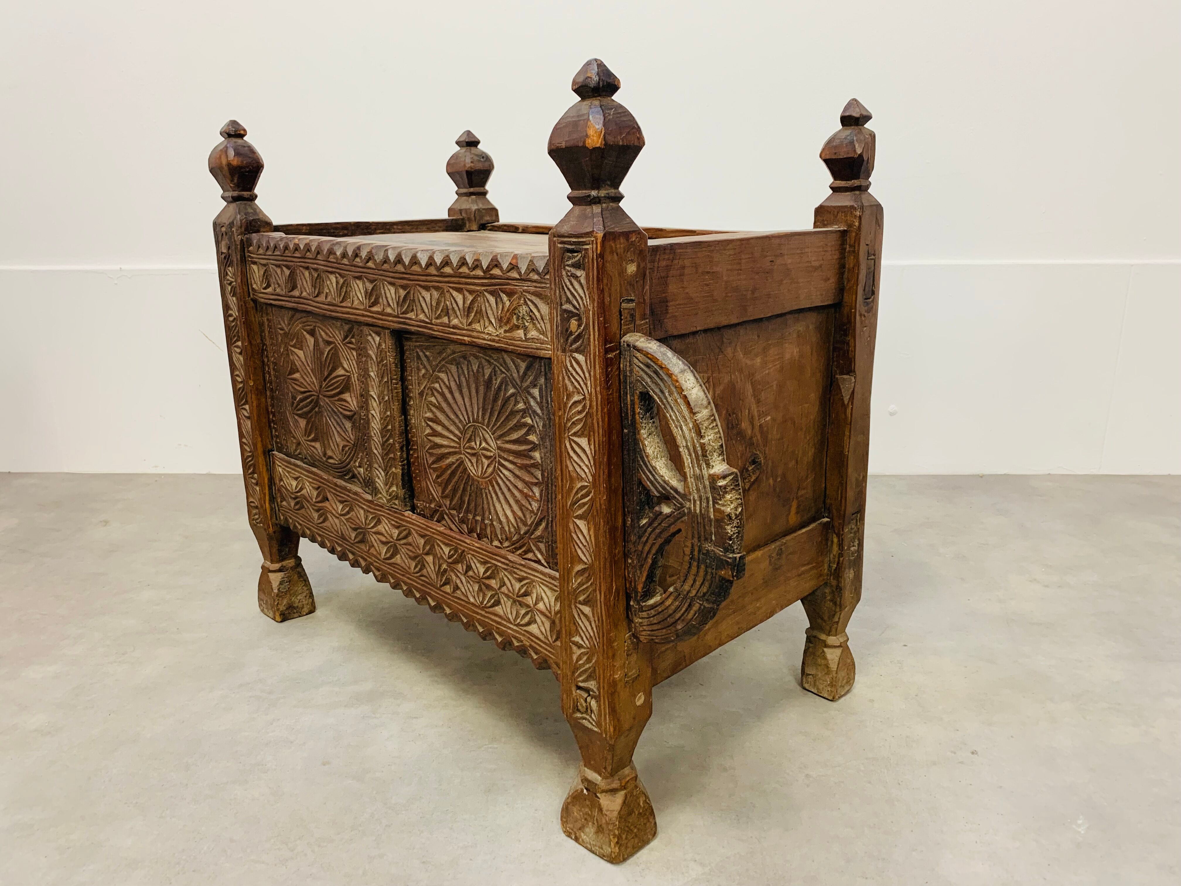 Old oriental wedding chest solid wood primitive design