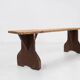 Rustic wooden bench in with brown painted feet, France ca. 1890