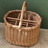 Old wicker bottle holder basket