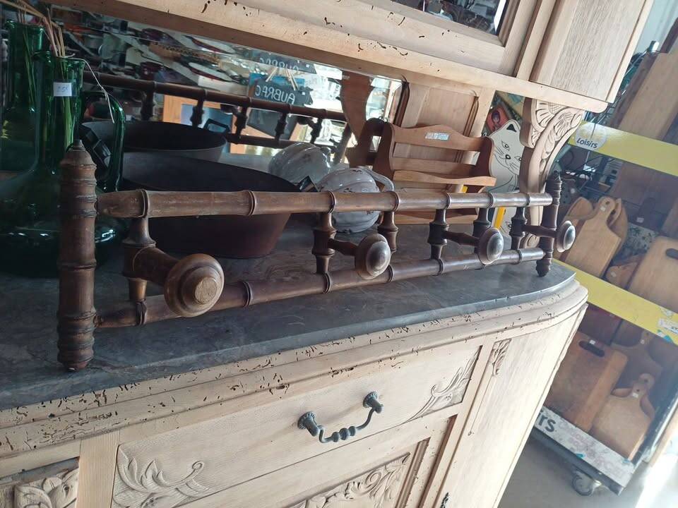 Antique bistro coat rack made of turned wood