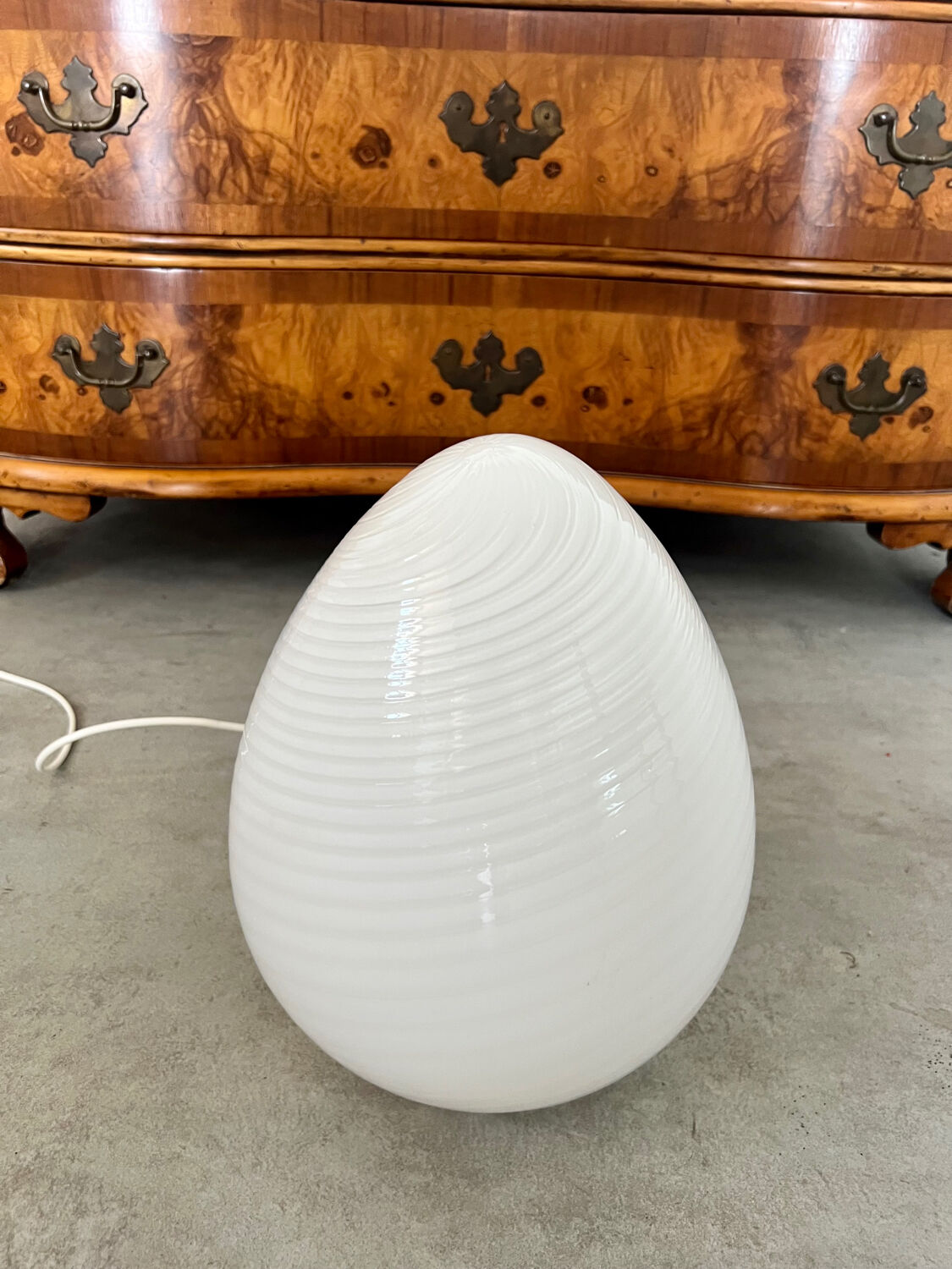 Old Ridged Glass Egg Lamp Design Vetri Murano vintage egg