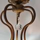 Art Nouveau bronze chandelier with Murano glass flowers