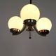 Vintage Czech Bauhaus style pendant light, tall, with opaline glass globes, 1940s
