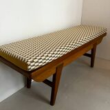 Oak bench with custom cushion