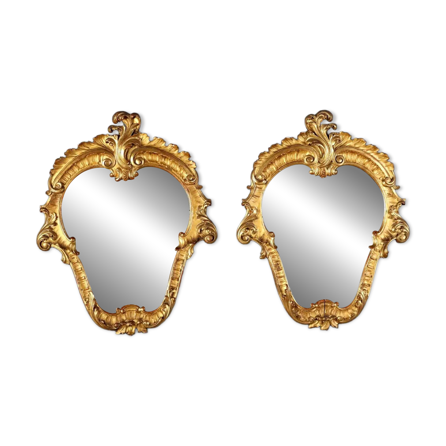 Antique baroque mirrors in carved wood, Italy, 19th century.