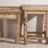 Paire de tables de chevet basses blanches anciennes (c.1920)