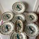 Dessert plates and serving dish, K&G Luneville, parakeet model.