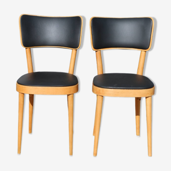 2 chaises baumann dos large 1963 skaï noir