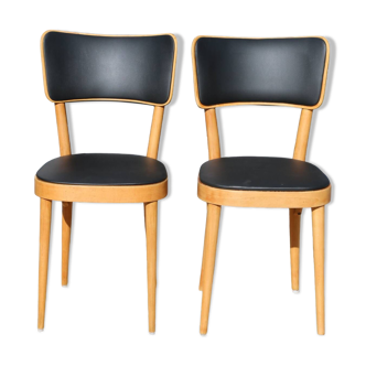 2 baumann wide back chairs 1963 black leatherette