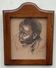 Old painting portrait of black boy in charcoal wooden frame signed RD 96