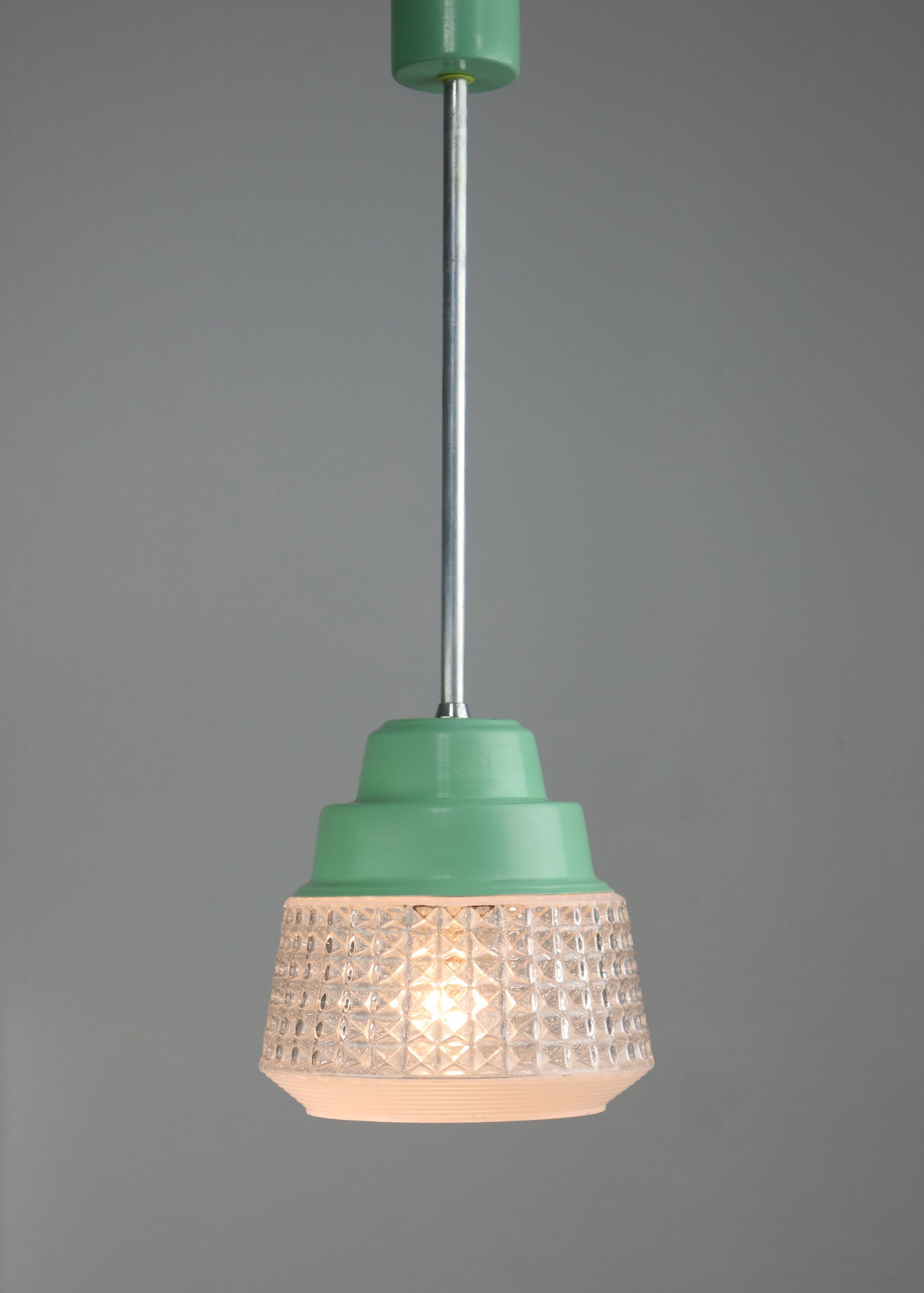 Small Mid-century Turquoise Glass Ceiling Lamp, 60s
