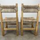 2 straw and wood chairs in brutalist style