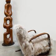 Jindrich Halabala vintage Tibetan sheepskin armchair H-269