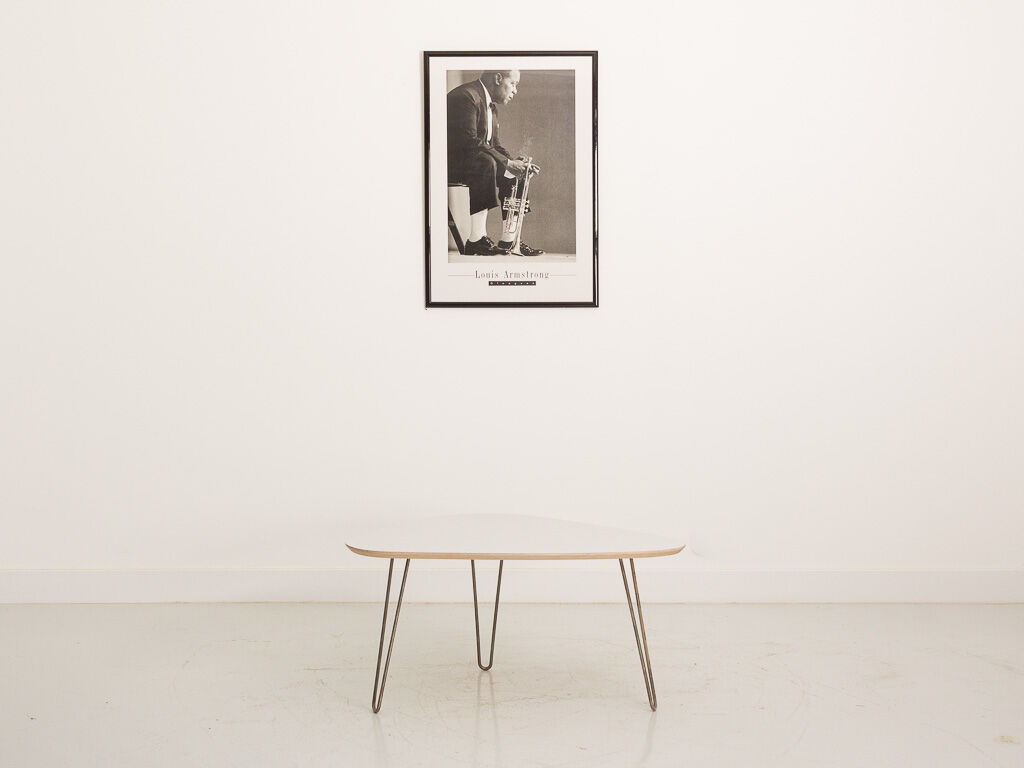 Coffee table classic format light gray laminate (95x63cm)