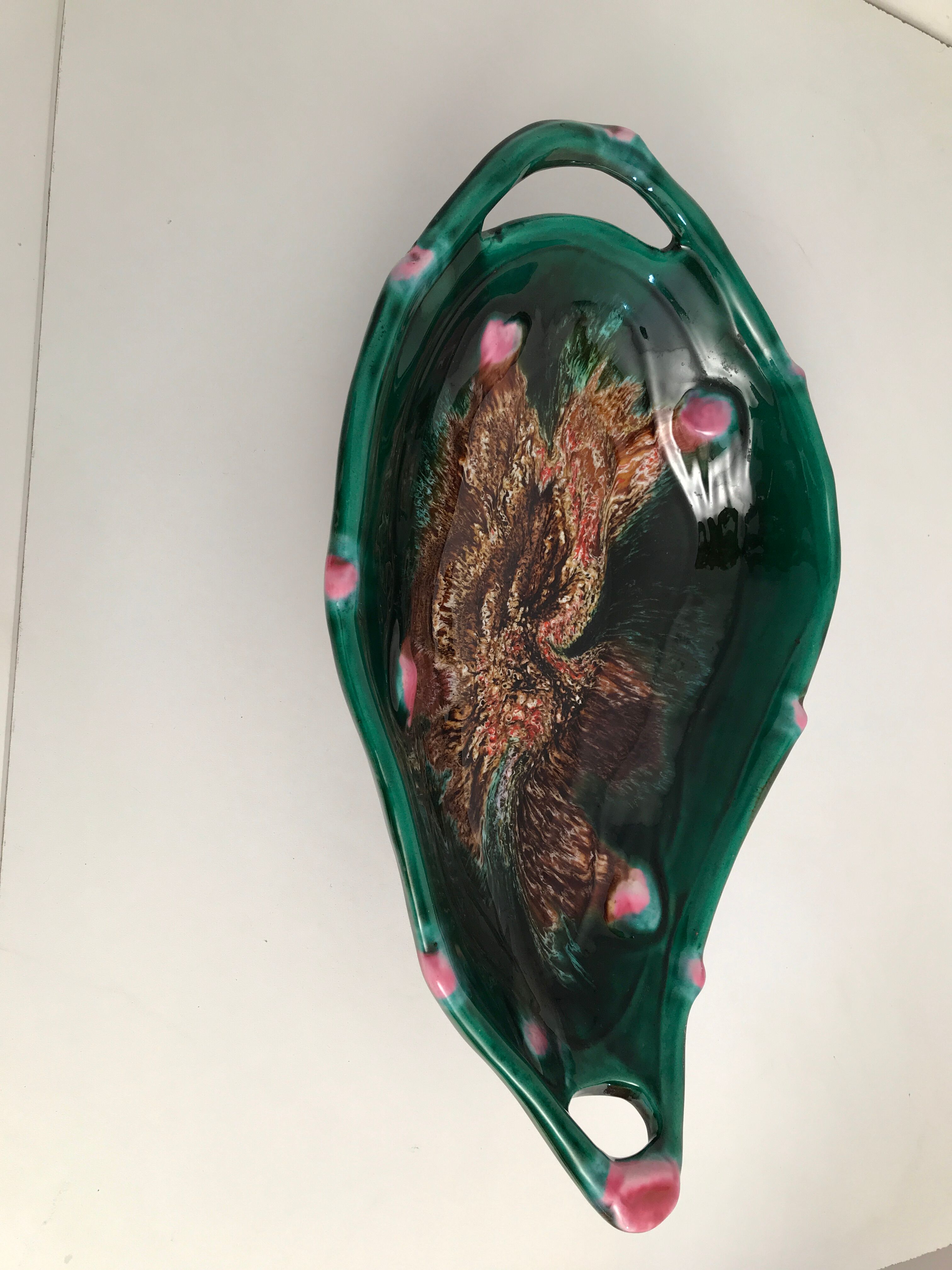 Vallauris-style ceramic fruit basket cup