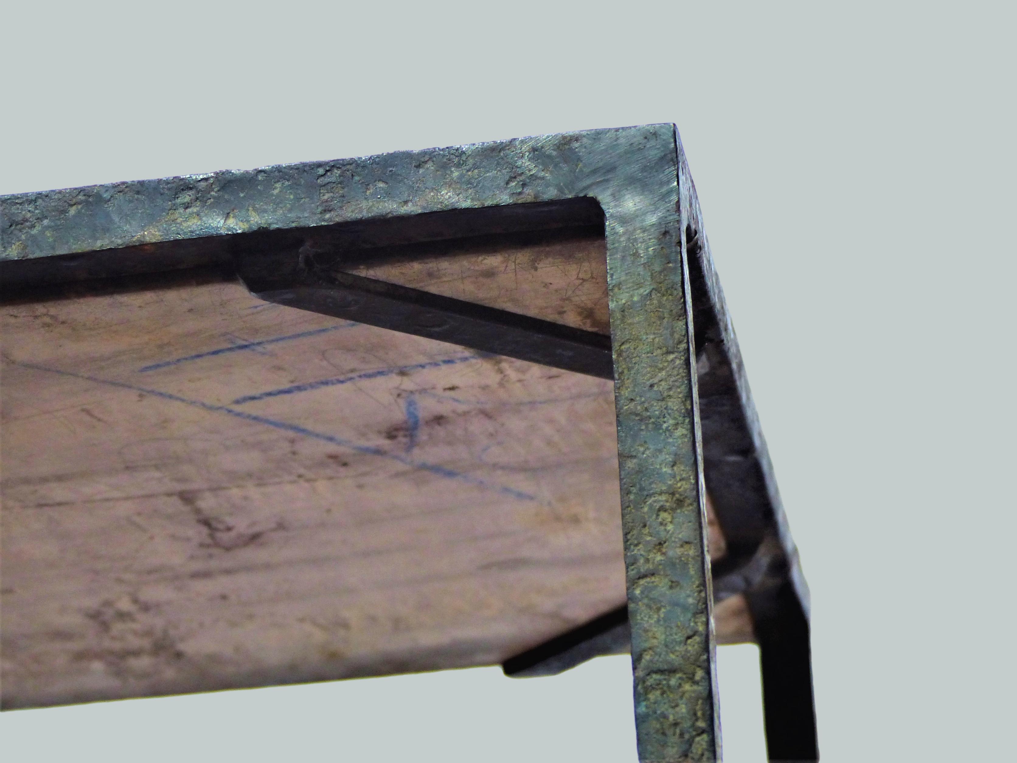 Wrought iron and marble coffee table