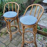 Paire de tabouret de bar en bambou 70's