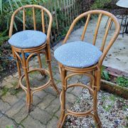 Paire de tabouret de bar en bambou 70's