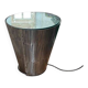 Table d’appoint lumineuse en métal brossé et miroir facetté