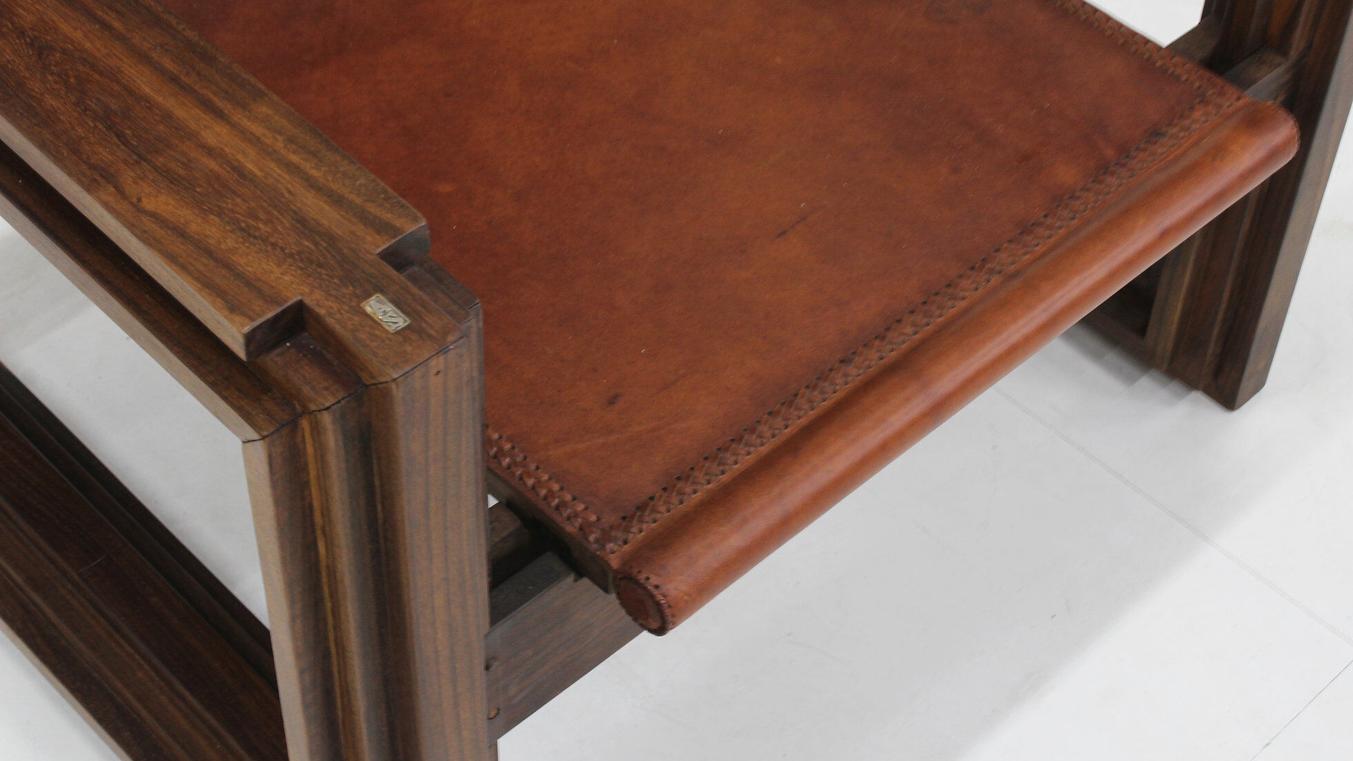 Vintage sculptural leather armchair by Anacleto Spazzapan, Italy 1970s