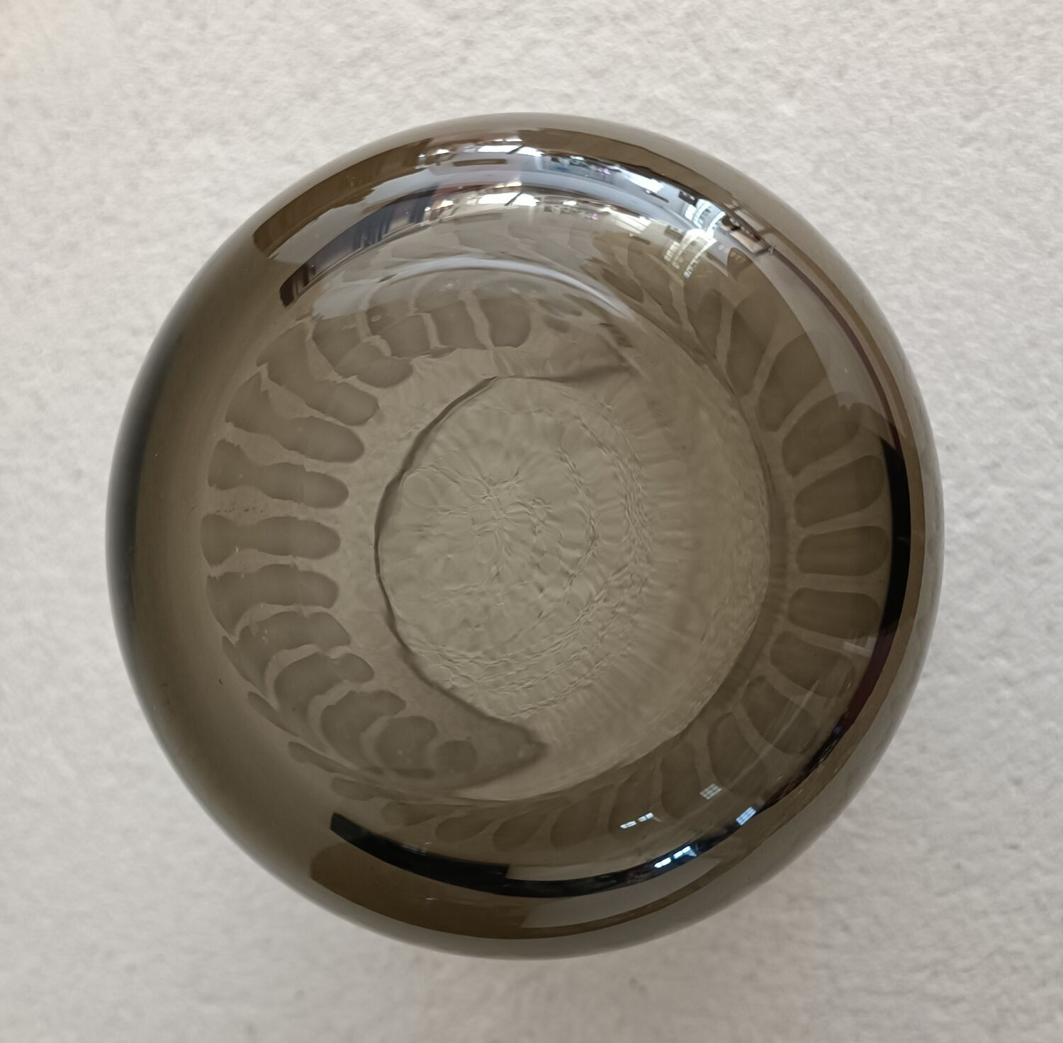 Cache-pot vintage en verre fumé