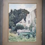 Watercolour View of Brièvres - Signed Henri Laurent Mouren (1844-1922)