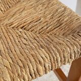 Pair of vintage wooden and straw stools