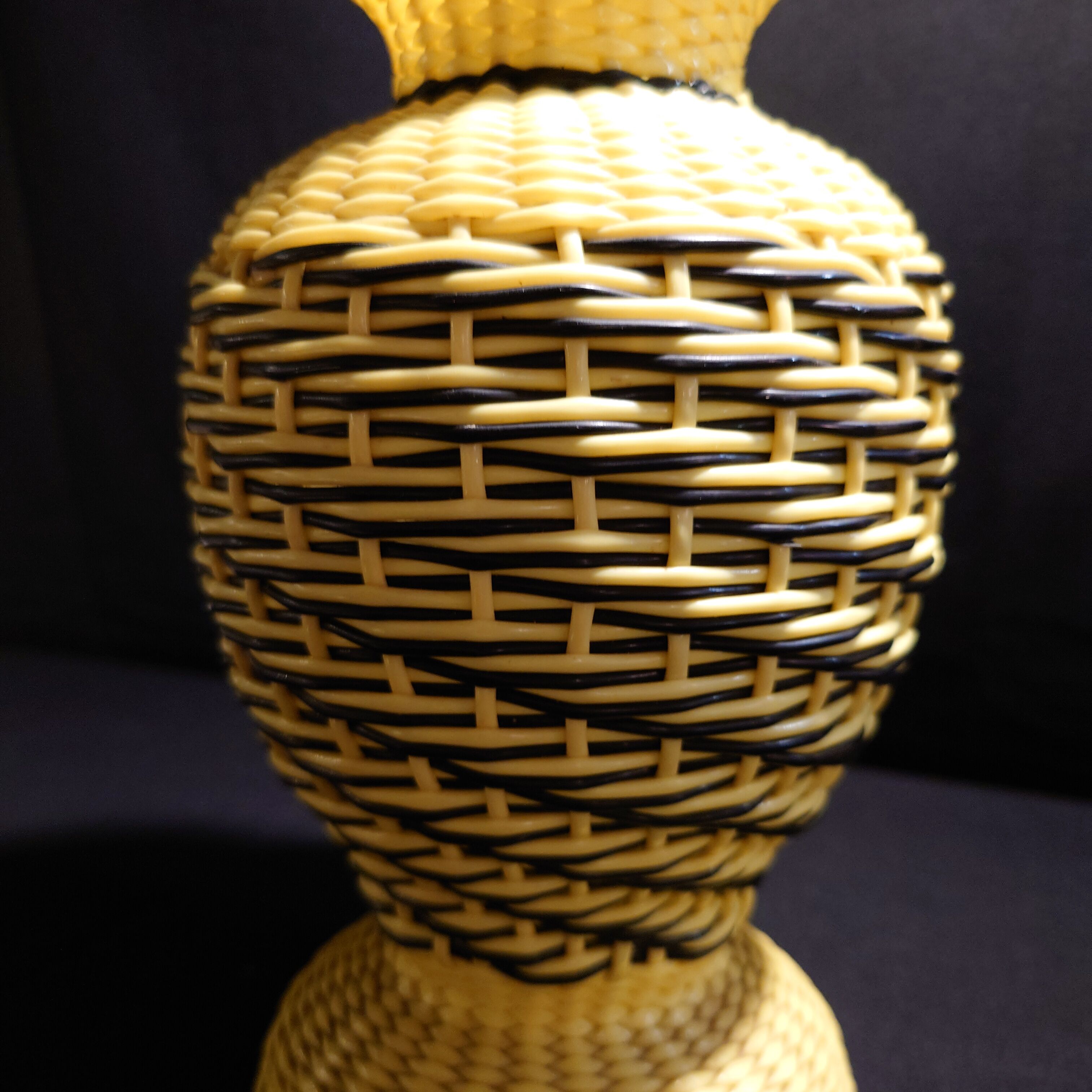 Yellow and black scoubidou vase