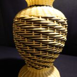 Yellow and black scoubidou vase