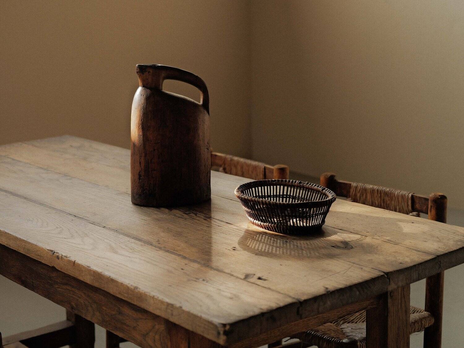 Handcrafted solid oak farmhouse table – France, 1950s